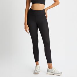 Ribbed R HW Tights, Black, L  Ribbade Tights Svart