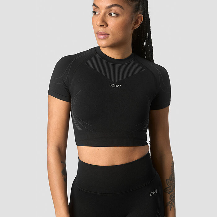 Ultra Seamless Cropped T-shirt Wmn, Black