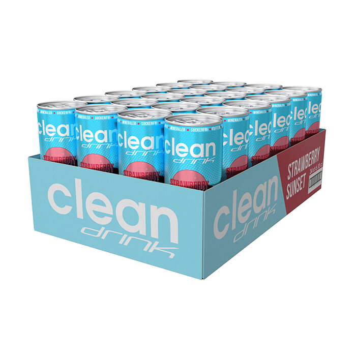 24 x Clean Drink, 330 ml, Strawberry/Cherry Sunset Strawberry/Cherry Sunset