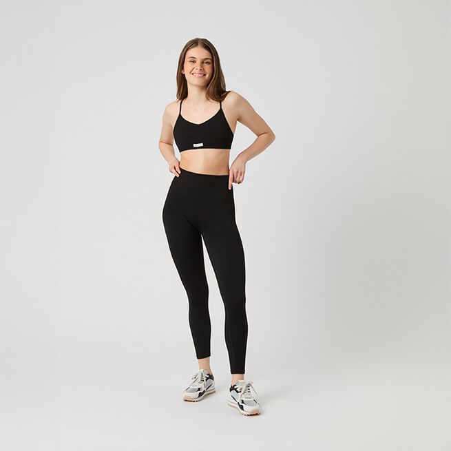 Seamless Ribbed Strap BH Svart