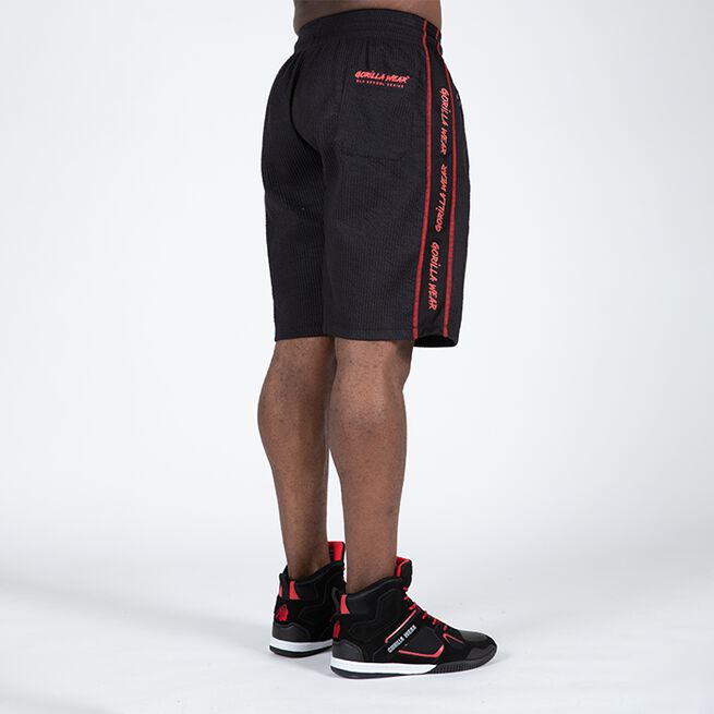 Buffalo Old School Workout Shorts, Black/Red