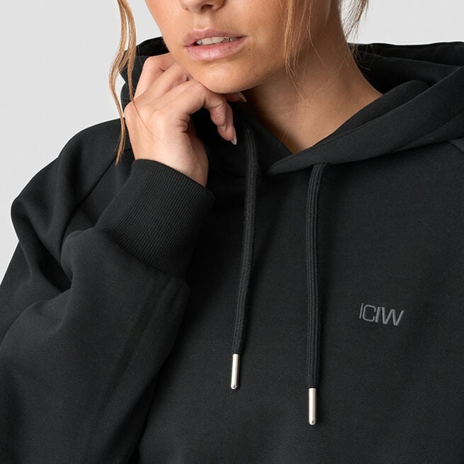 Everyday Cropped Hoodie Svart