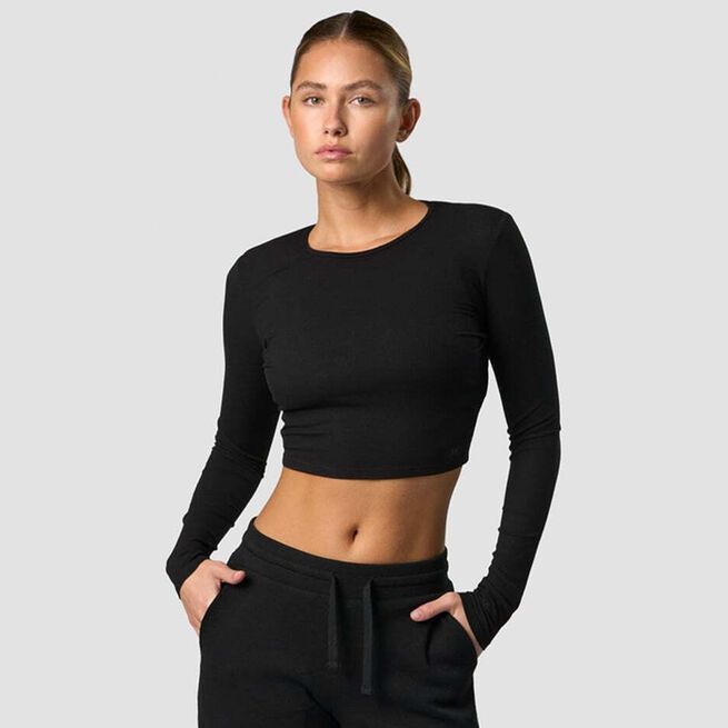 ICIW Recharge Cropped Long Sleeve Wmn, Black