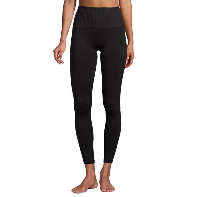Seamless Graphical Rib High Waist Tights, Black
