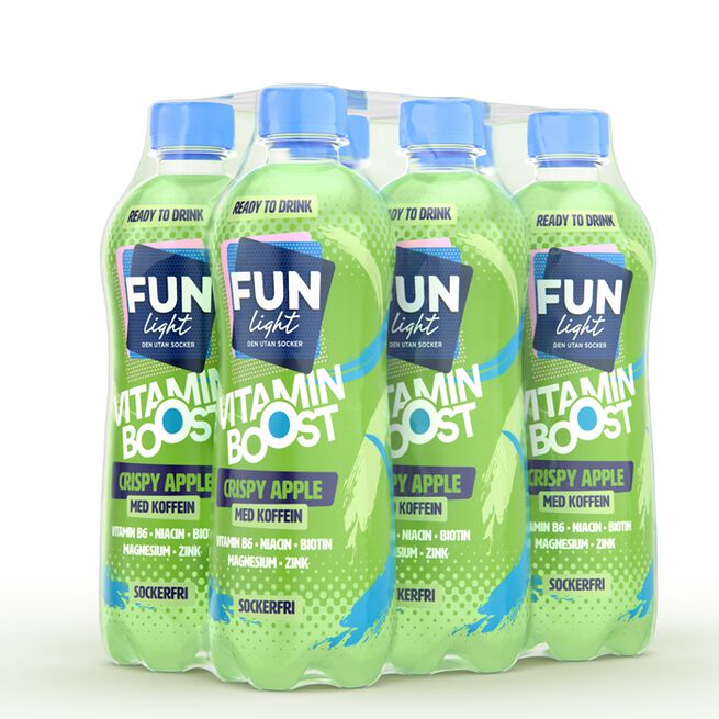 6 x FUN Light Vitamin Boost 500 ml Crispy Apple Med koffein