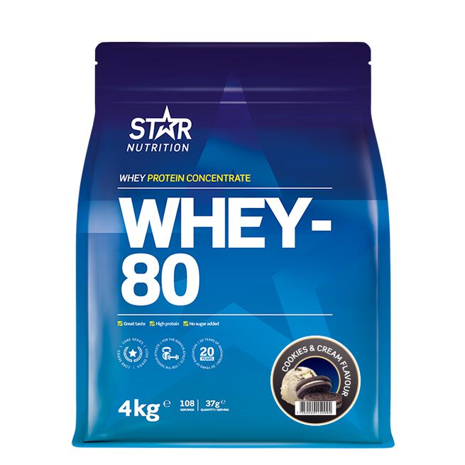 Whey-80 Vassleprotein 4 kg Cookies and Cream