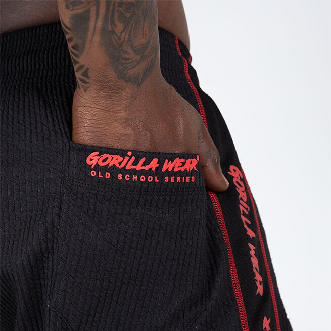 Buffalo Old School Workout Shorts, Black/Red