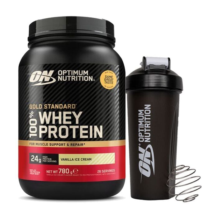 Optimum Nutrition 100% Whey Gold Standard 780 g + Shaker p&aring; k&ouml;pet
