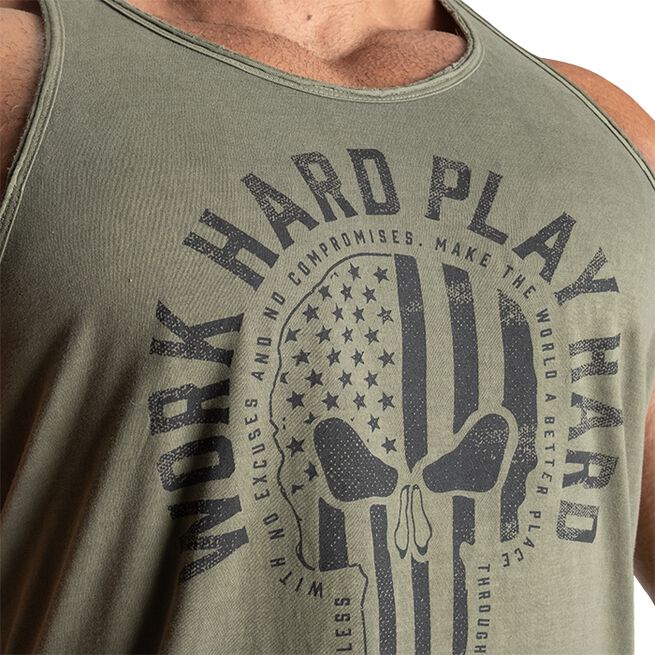 Skull T-back, Acid Washed Green