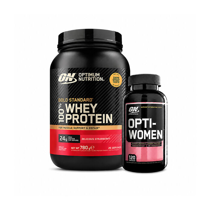 100% Whey Gold Standard Vassleprotein 700 g + Opti-Women, 120 Kapslar