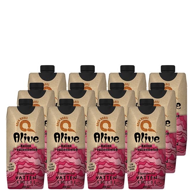 12 x ALIVE, 500 ml, Hallon/Vattenmelon Koffeinfri