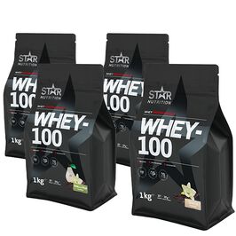 Star nutrition whey-100 protein pulver Mix&Match: 4 x Whey-100 Vassleprotein 1 kg