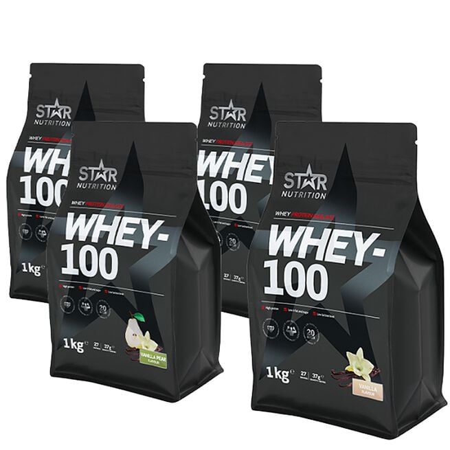 Mix&Match: 4 x Whey-100 Vassleprotein 1 kg