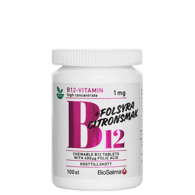 B12 Vitamin 1mg + Folsyra 100 tabletter