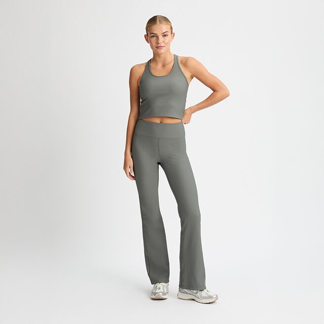 Ribbade Flare Tights Grön