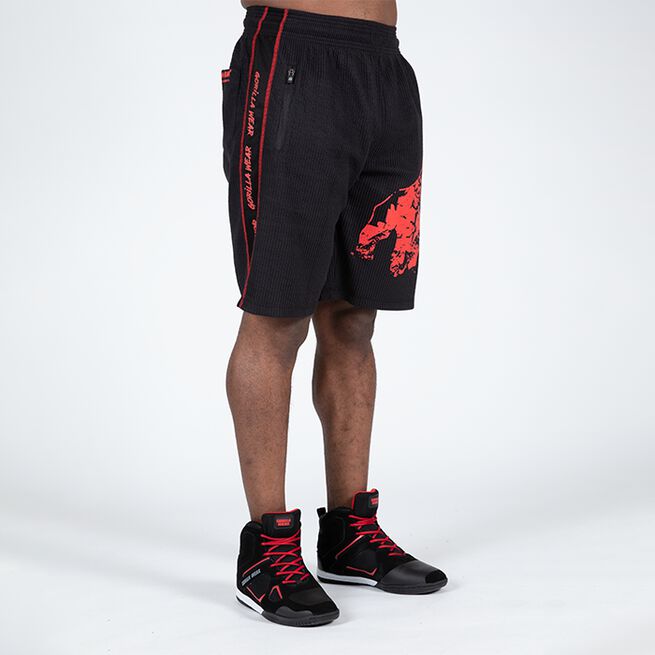 Gorilla Wear Buffalo Old School Workout Shorts, Black/Red	