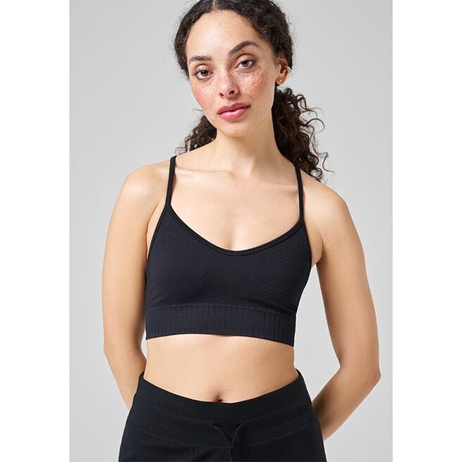 Seamless Graphical Rib Sports Top, Black