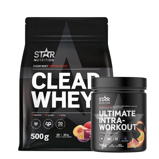 Clear Whey Vassleprotein 500 g + Ultimate Intra Workout Kolhydratspulver 720 g