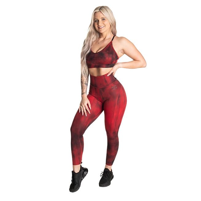 High Waist Leggings, Chili Red Grunge