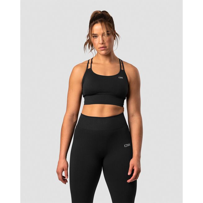 Ribbed Define Seamless Sports Bra, Black