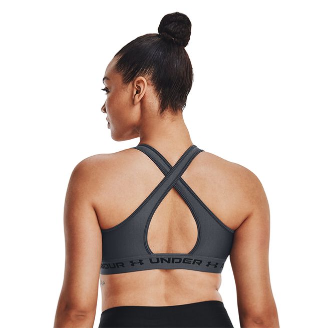 UA Crossback Mid Bra, Pitch Gray/Black