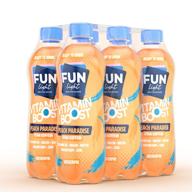 6 x FUN Light Vitamin Boost 500 ml Peach Paradise Koffeinfri