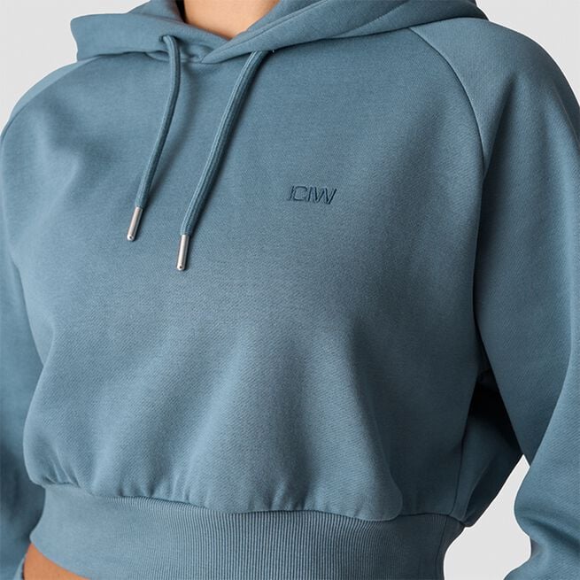 Everyday Cropped Hoodie Blå
