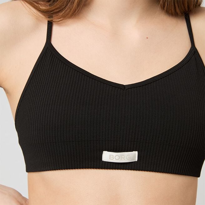Seamless Ribbed Strap BH Svart