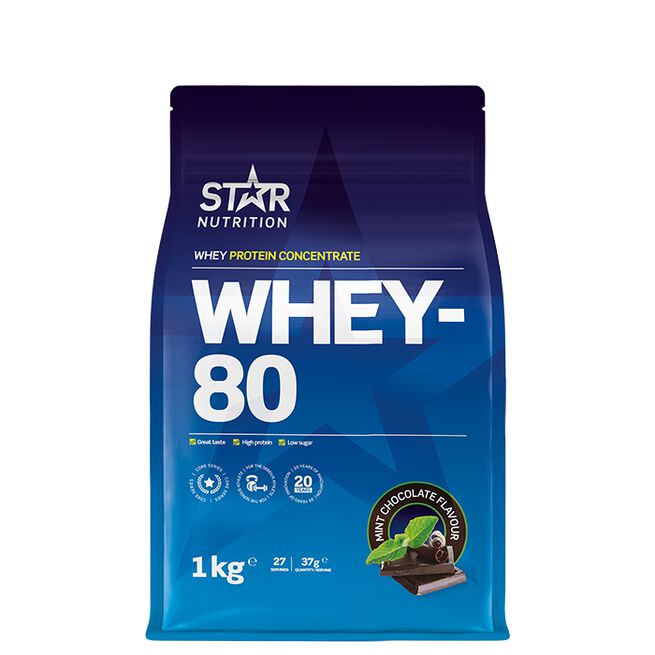Whey-80 Vassleprotein 1 kg Mintchoklad