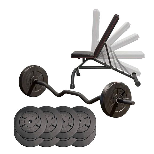 Skivstångsset 63 kg inkl. Bänk