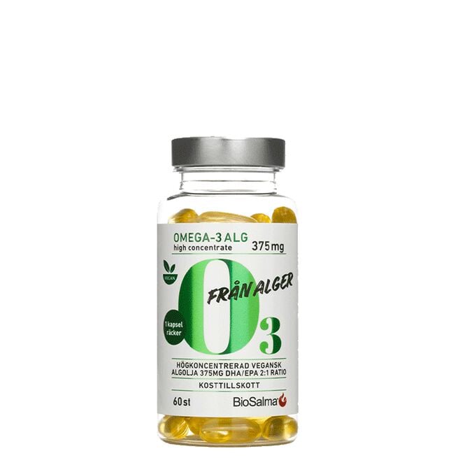 Omega-3 av Alg 375 mg DHA/EPA 60 kapslar