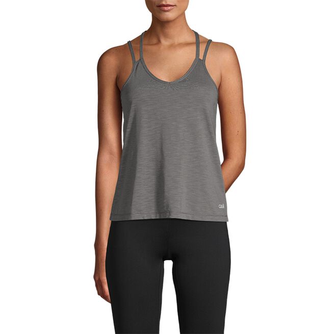 Casall Texture Strap Tank Detailed Back Graphite Grey