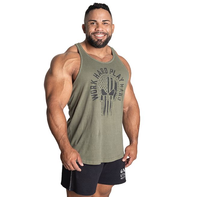 Skull T-back, Acid Washed Green