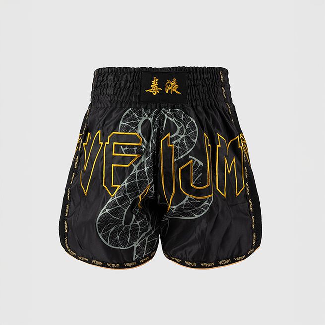 Serpenti Muay Thai-Shorts Svart Silver Guld