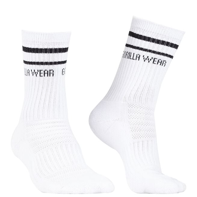 Gorilla Wear Crew Socks, White, 34-38 