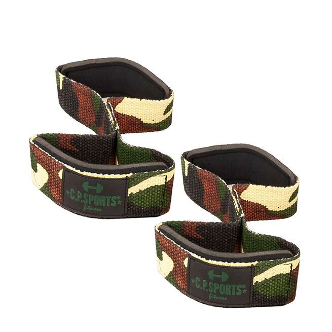 CP sports Figure 8 Straps - Lifting Loops, Green Camo, One Size