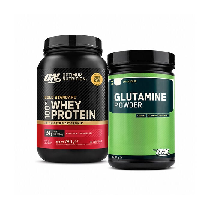 100% Whey Gold Standard Vassleprotein 700 g + Glutamine Pulver 630 g