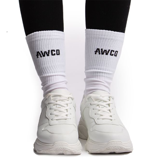 AWCO Logo Tube Socks, White, 38-42