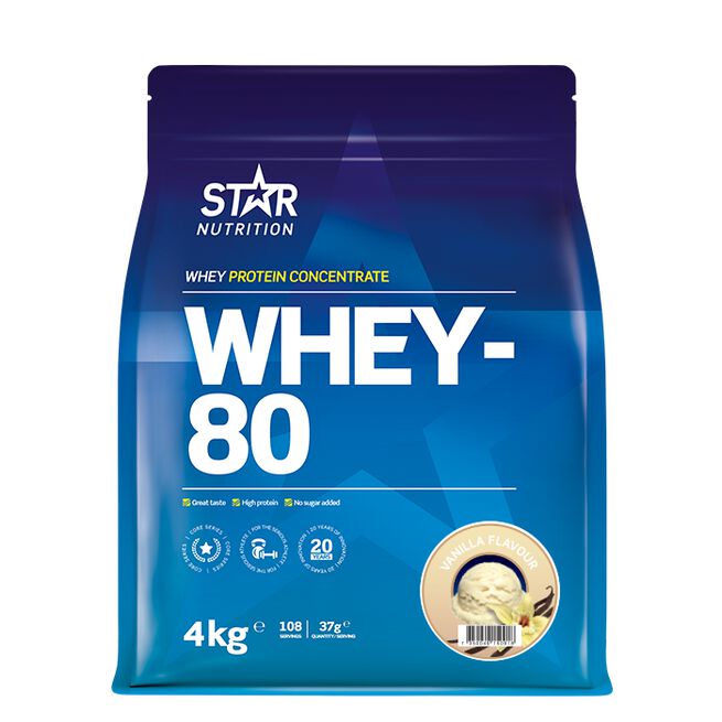 Whey-80 Vassleprotein 4 kg Vanilj