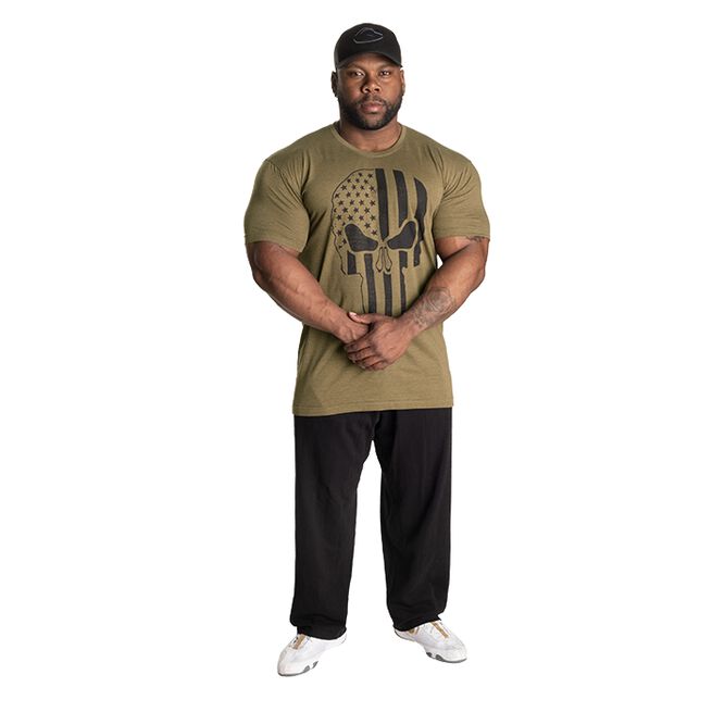 Gasp Skull Standard Tee, Army Green Melange