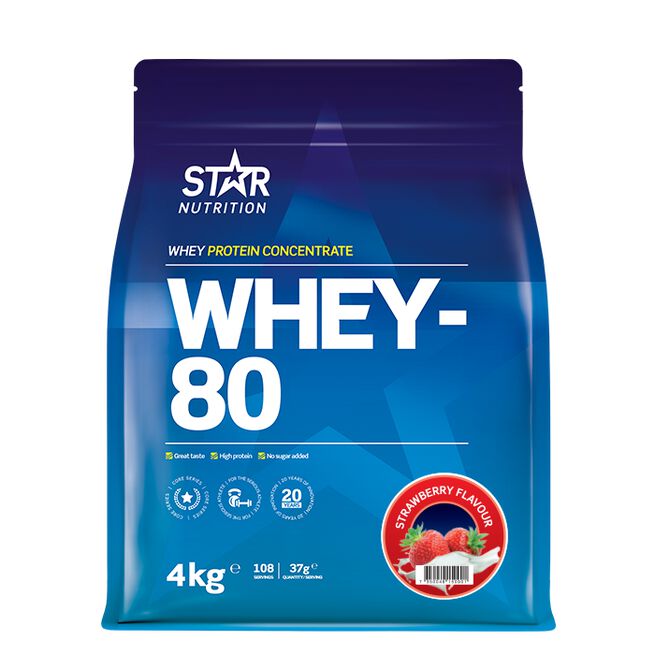 Whey-80 Vassleprotein 4 kg Jordgubb
