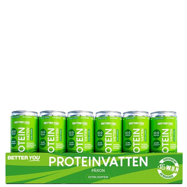 24 x Proteinvatten 330 ml Koffein Päron