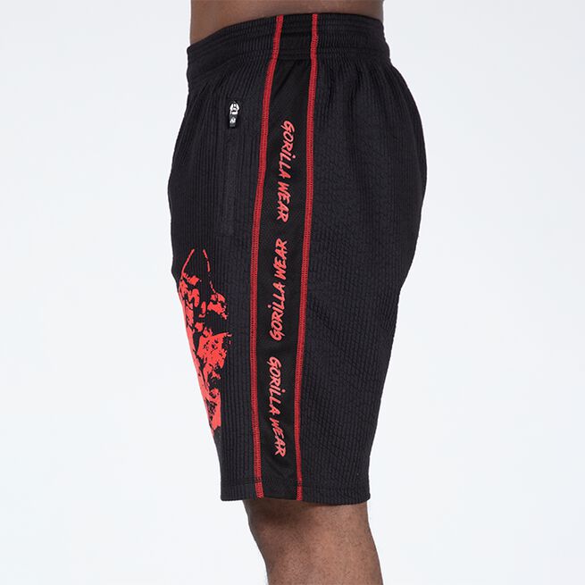 Buffalo Old School Workout Shorts, Black/Red