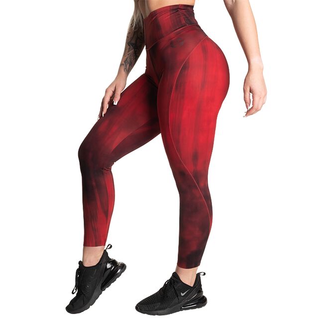 High Waist Leggings, Chili Red Grunge