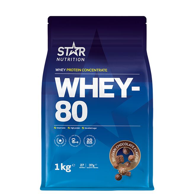 Whey-80 Vassleprotein 1 kg Belgian Chocolate