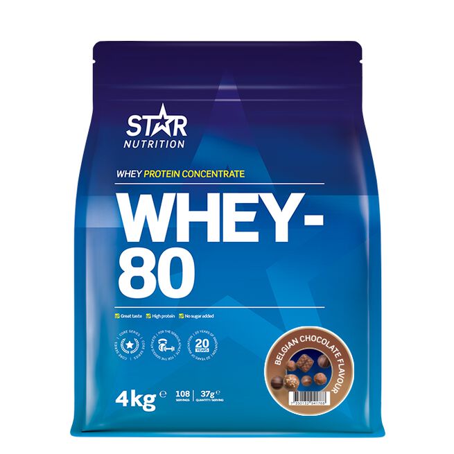 Whey-80 Vassleprotein 4 kg Belgian Chocolate (NEW)