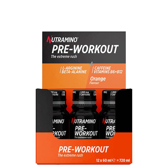 12 x Nutramino PWO Shot, 60 ml, Orange Kort datum Orange
