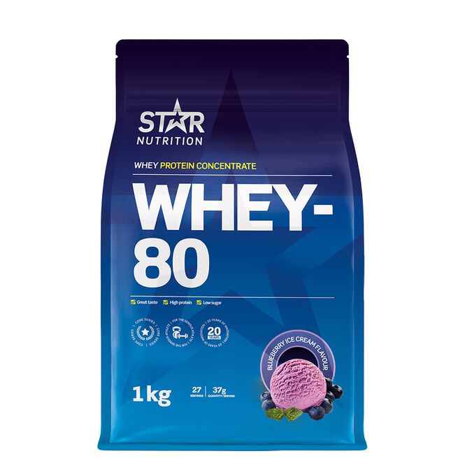 Whey-80 Vassleprotein 1 kg Blueberry Ice Cream