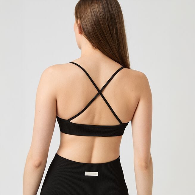 Seamless Ribbed Strap BH Svart