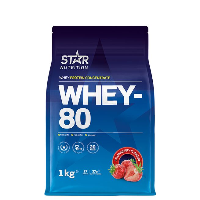 Whey-80 Vassleprotein 1 kg Jordgubb